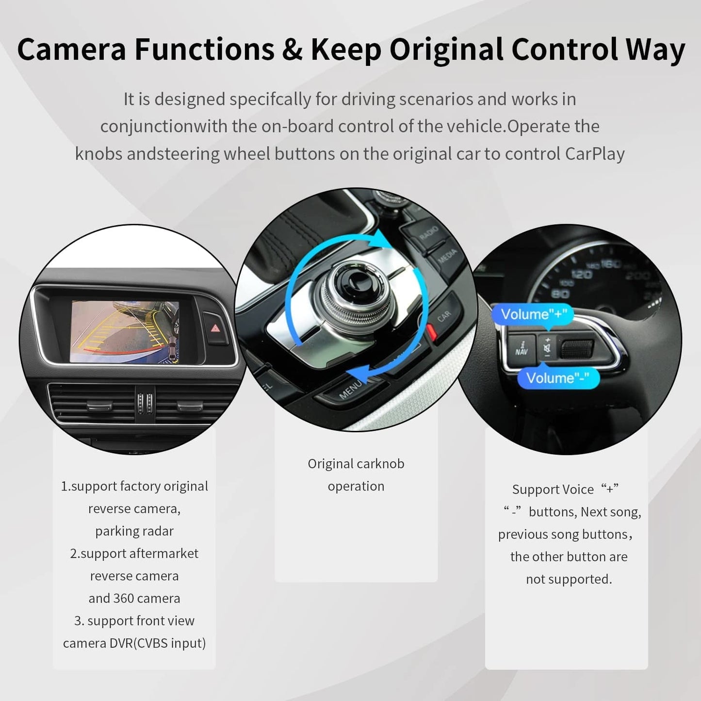 Classic Road Top Wireless Carplay Android Auto Retrofit Kit for Audi A4 A5 S4 S5 RS4 RS5 Q5 2008-2015 with 3GMMI Factory Screen Update, Support Mirrorlink, Siri, Original Control, Camera