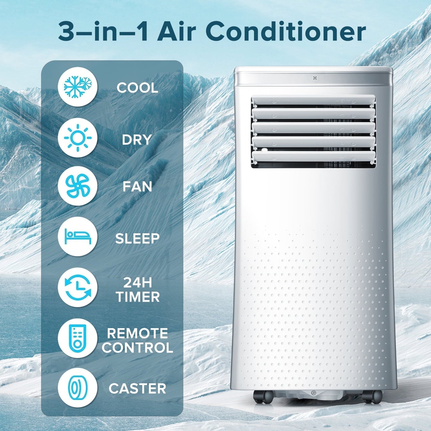 Classic Auseo 5,200 BTU(8000 BTU ASHRAE) Portable Air Conditioners, 3 in 1, Remote Control & Window Kit, Quiet AC Unit for Room/Office