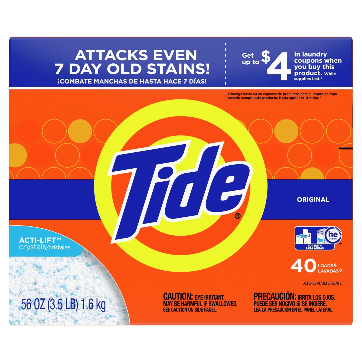 Classic Tide Original Scent, 40 Loads Powder Laundry Detergent, 56 oz