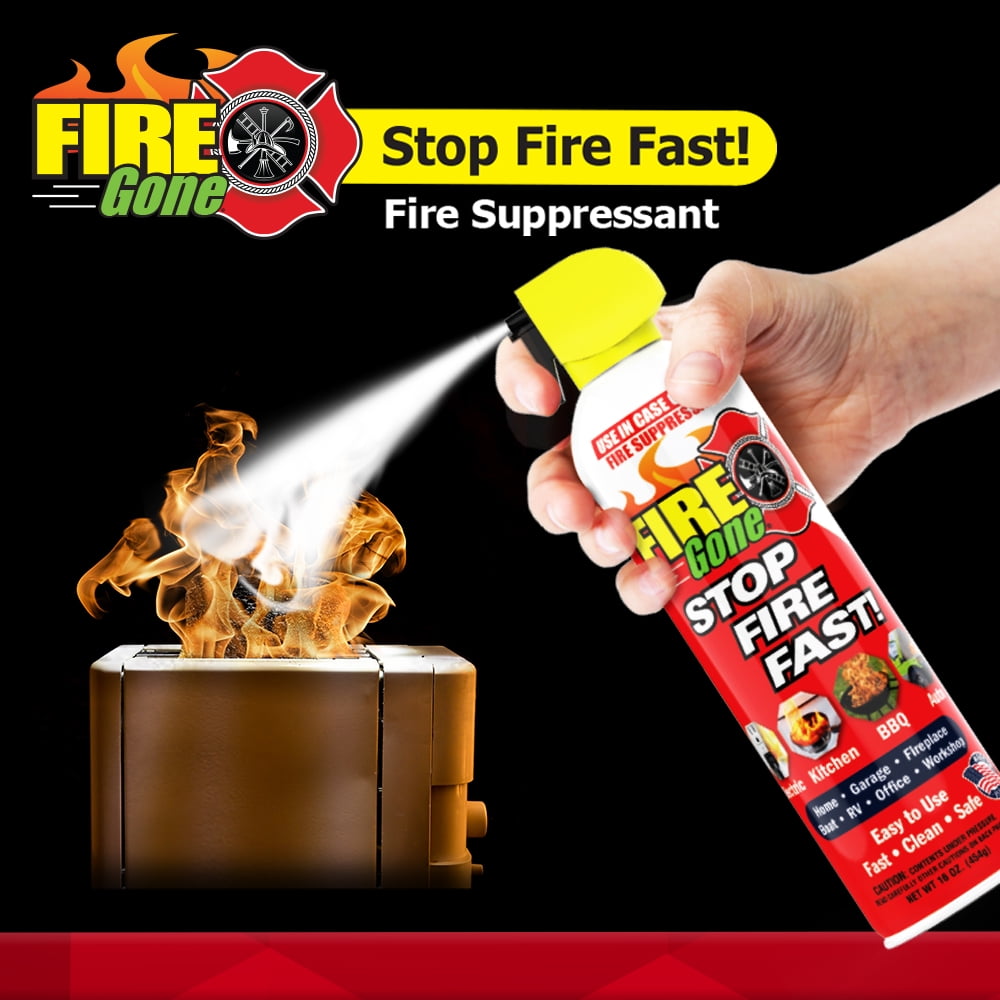 Versatile Fire Gone 16 oz Fire Extinguishing  Water Based Aerosol Suppressant  (Pk of 1) Class A, B, C Fires.