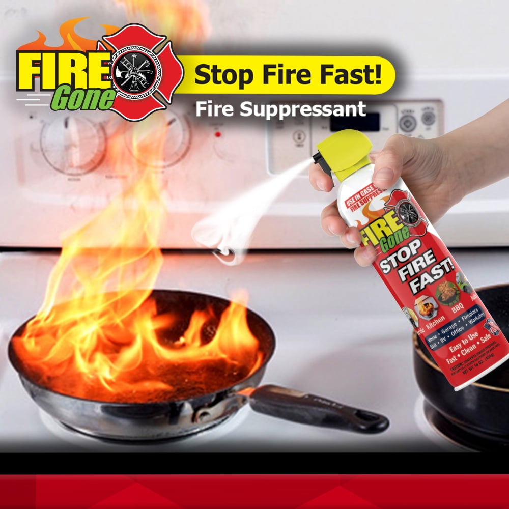 Versatile Fire Gone 16 oz Fire Extinguishing  Water Based Aerosol Suppressant  (Pk of 1) Class A, B, C Fires.