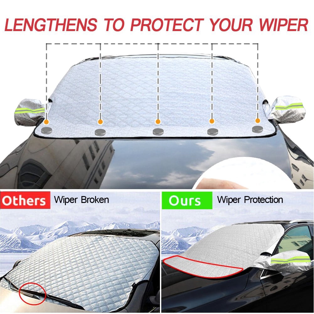 Classic IC ICLOVER Magnetic Car Windshield Snow Cover Thicken Sun Shade Frost Guard Winter Windshield Snow Ice Cover Car Windshield Protector for Car Trucks Vans and SUVs Stop Scraping Cute