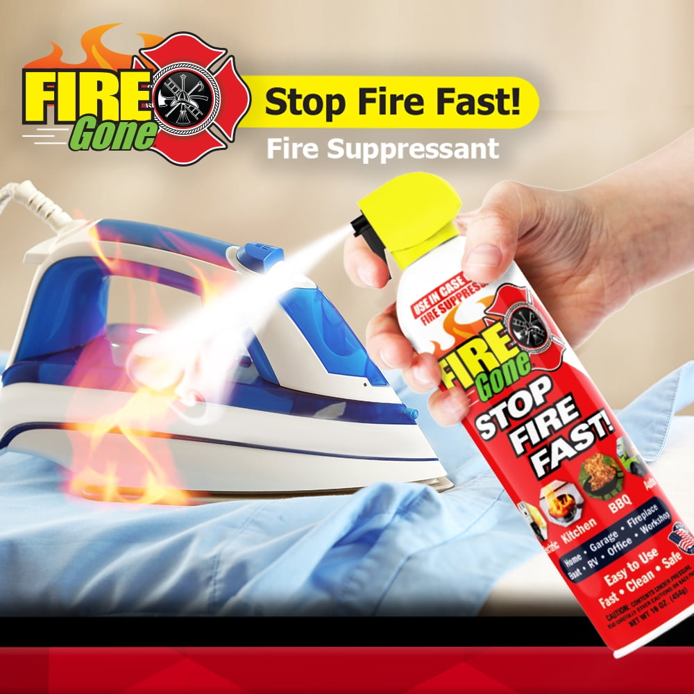 Versatile Fire Gone 16 oz Fire Extinguishing  Water Based Aerosol Suppressant  (Pk of 1) Class A, B, C Fires.