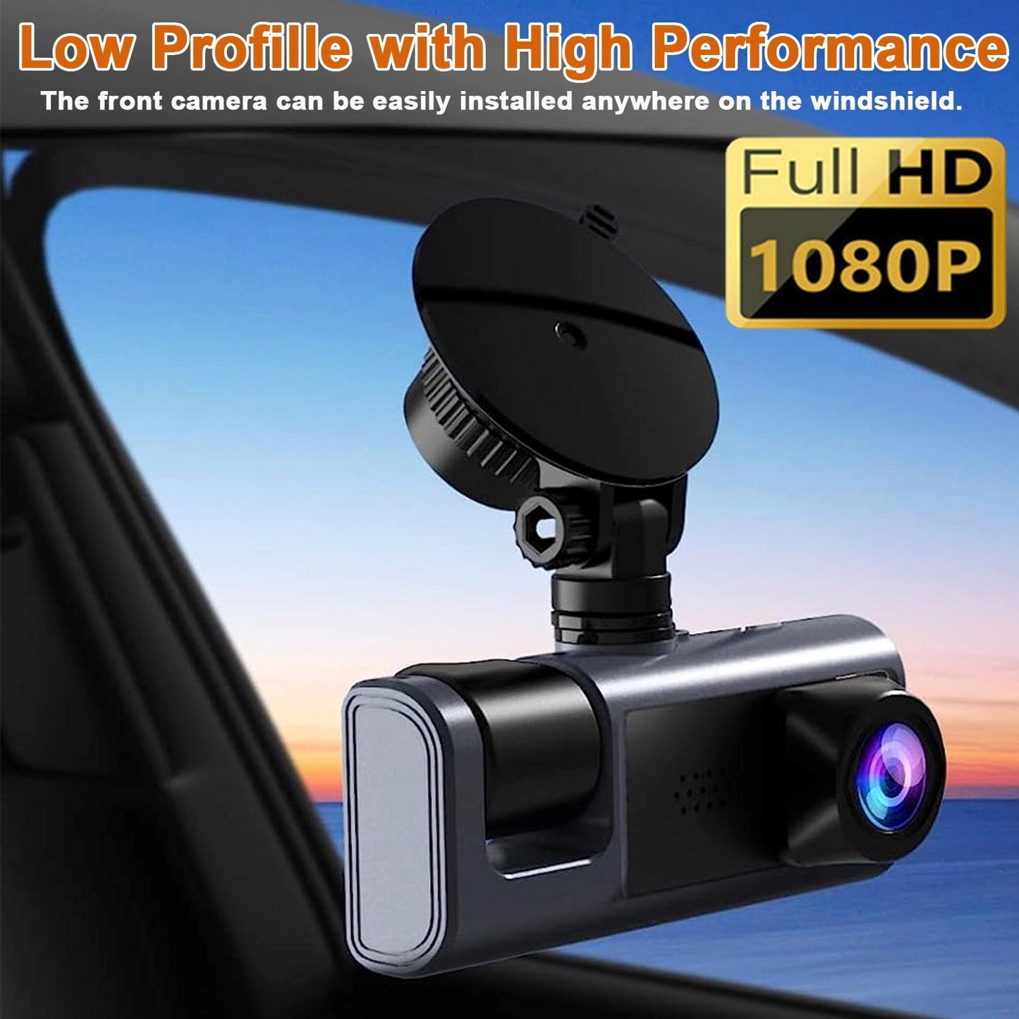 Classic Dash Cam, 3 Channel Dash Cam Front and Rear Inside,1080P Full HD 170 Deg Wide Angle Dashboard Camera, Night Vision, WDR, Accident Lock, Loop Recording, Parking Monitor