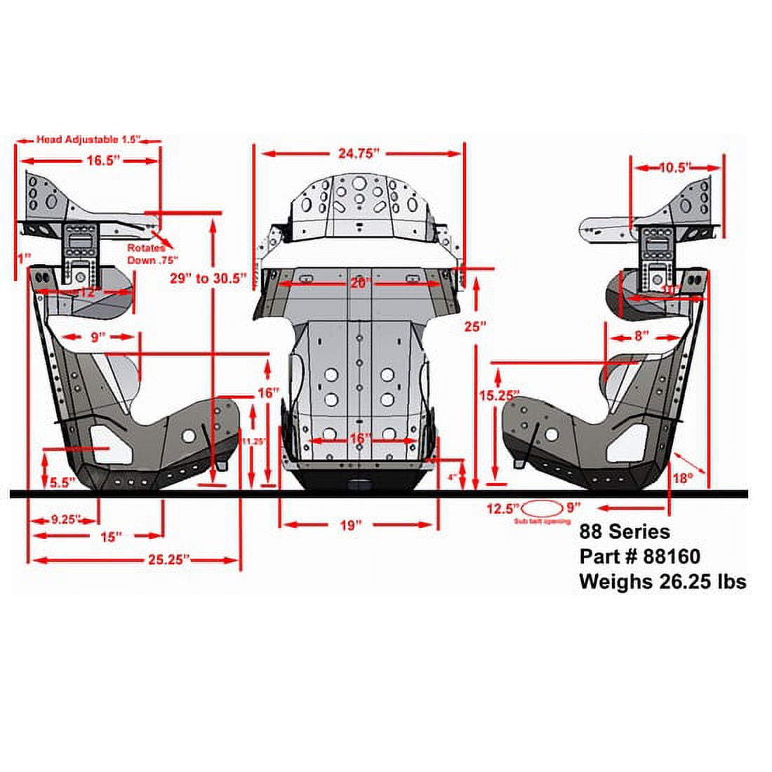 Classic Kirkey 88 Series 18 Degree Racing Seat, 16 Inch