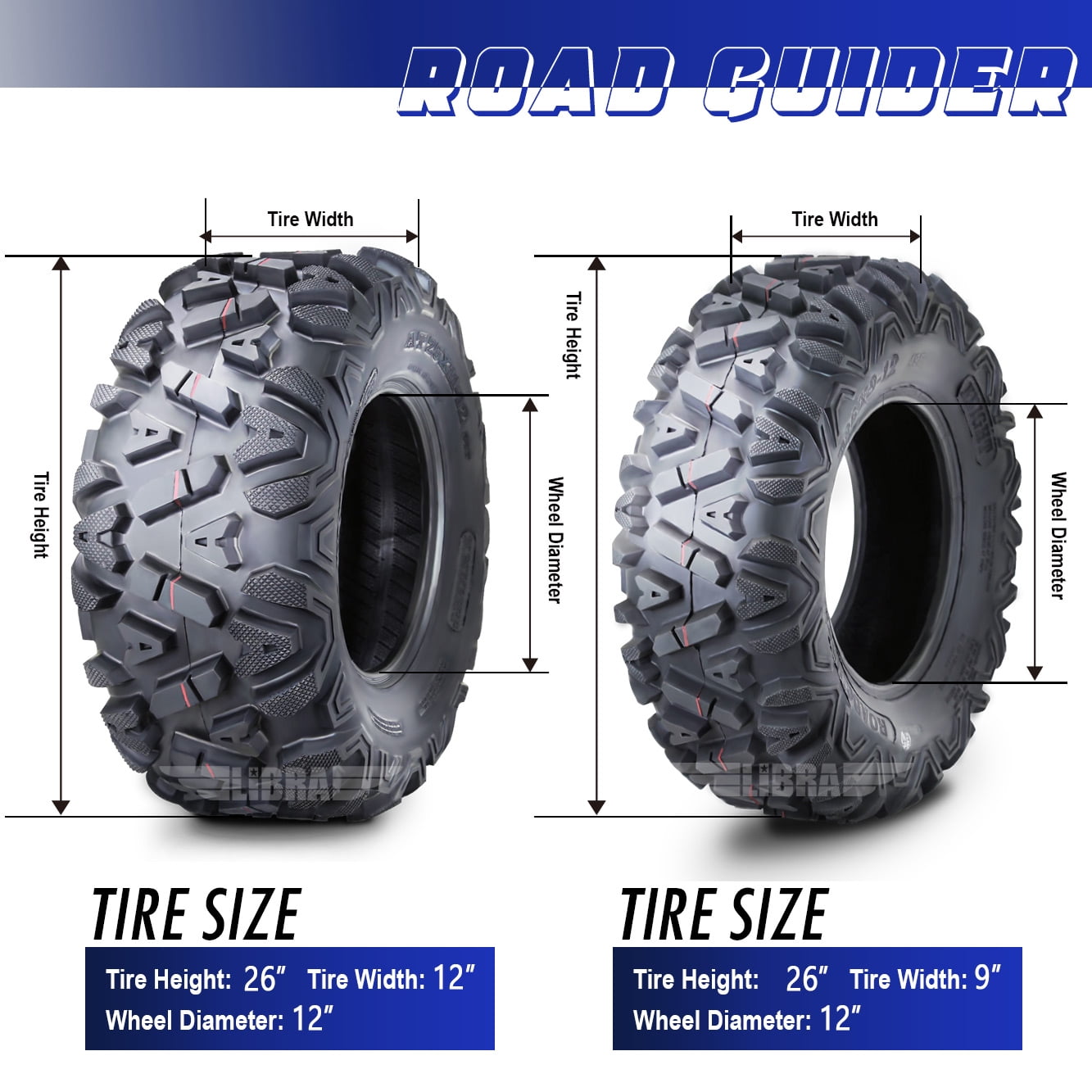 Classic Set 4 ATV UTV Mud Tires 26x9-12 26x9x12 Front & 26x12-12 26x12x12 Rear 6PR