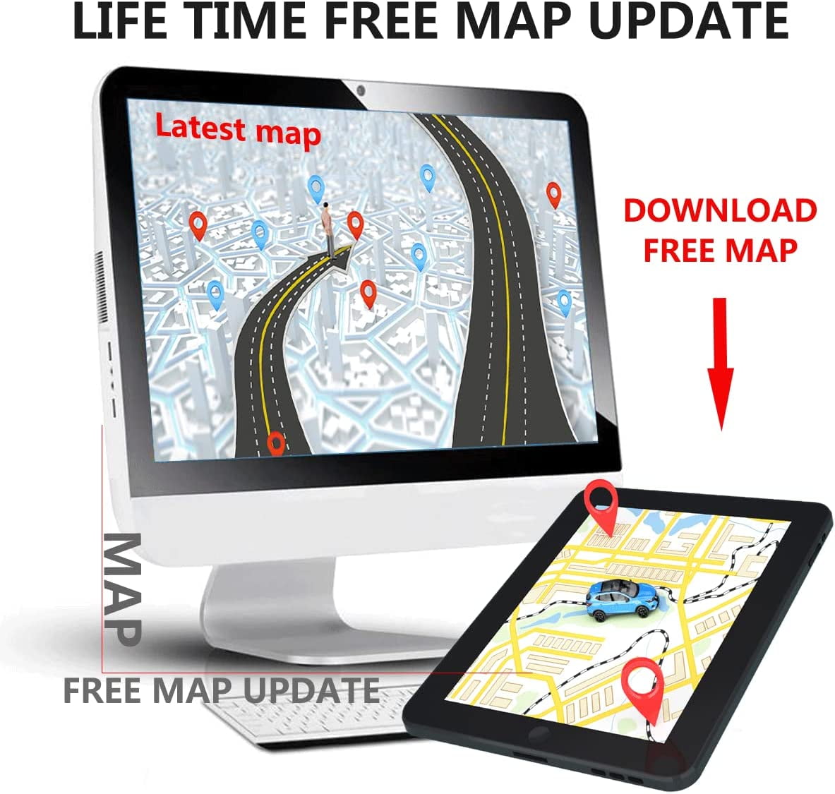 Versatile GPS Navigation for Car Truck GPS,7 Inch Touchscreen Car GPS Navigator 8GB 256M with Voice Guidance Spoken Turn Direction Reminding GPS for Car,Lifetime Free Map Update