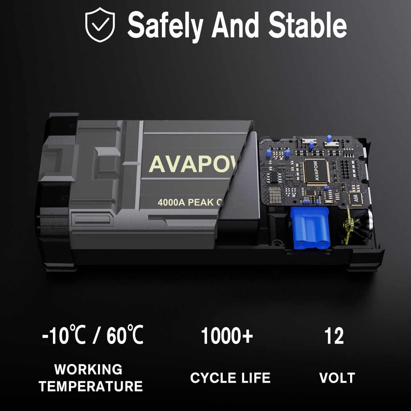 Classic AVAPOW Car Jump Starter, 4000A Peak 27800mAh Battery Jump Starter (for All Gas or Up to 10L Diesel), Battery Booster Power Pack, 12V Auto Jump Box with LED Light, USB Quick Charge 3.0