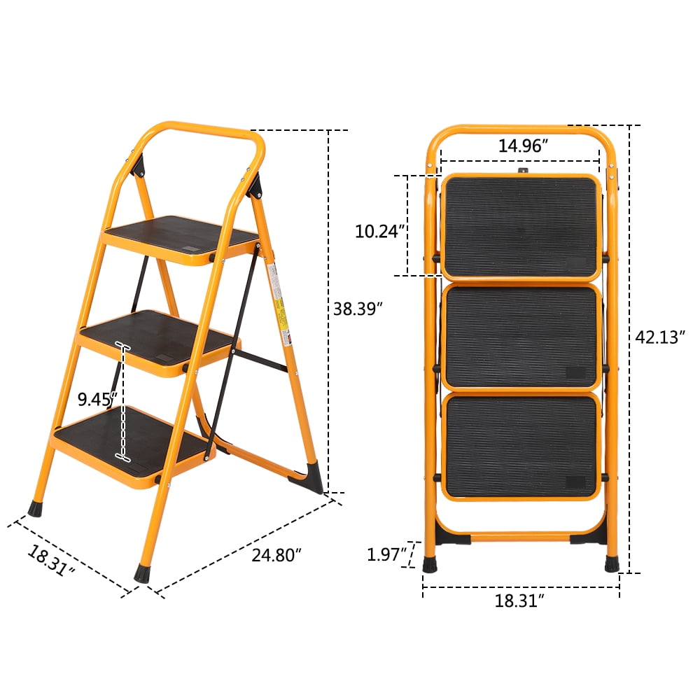 Versatile Ktaxon 3-Step Ladder, Lightweight Step Stool, 330 lb. Load Capacity, Iron