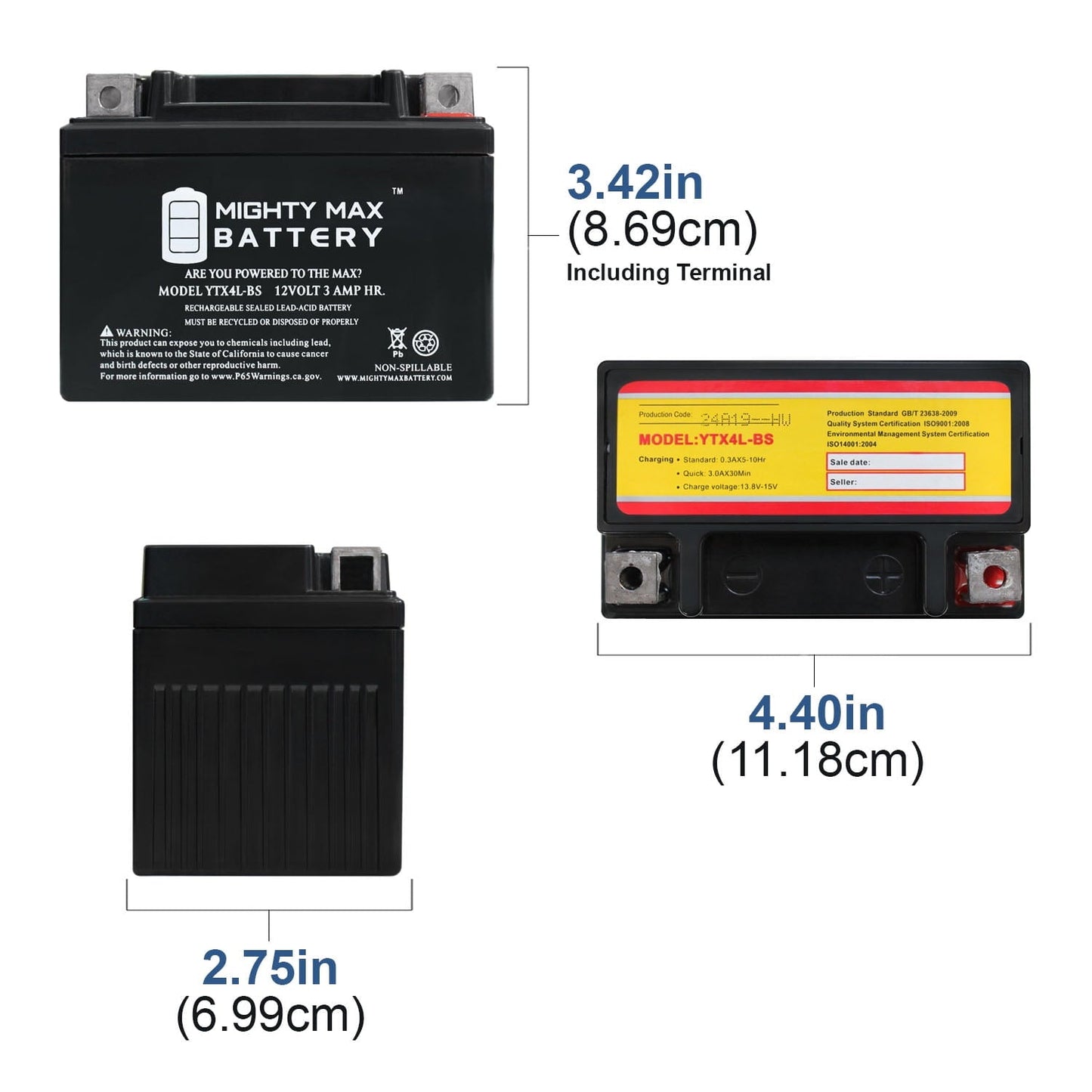 Versatile YTX4L-BS Replacement for Yamaha TTR125E/LE Motorcycle SLA AGM Battery