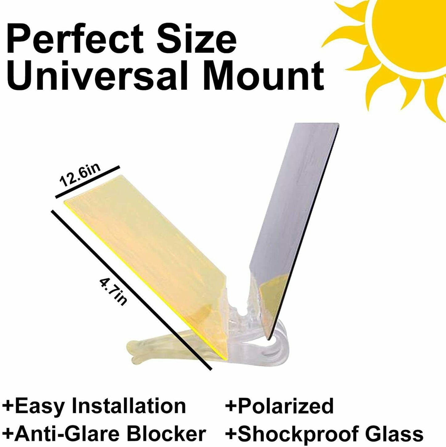 Classic Car Visor, Day and Night Anti-Glare Visor, 2 in 1 Automobile Sun Anti-UV Block Visor, Non Glare Anti-Dazzle Sunshade Mirror Goggles Shield