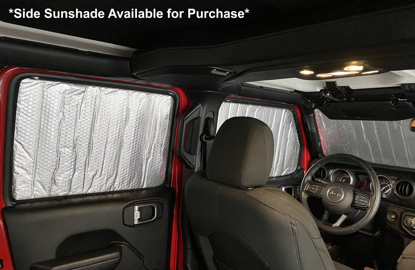 Versatile Front Windshield Sunshade for 2007-2017 Jeep Wrangler Unlimited, Sport, JL, JK, 2 Door, 4 Door - (w/ Rearview Mirror on Winshield, NO Sensor)