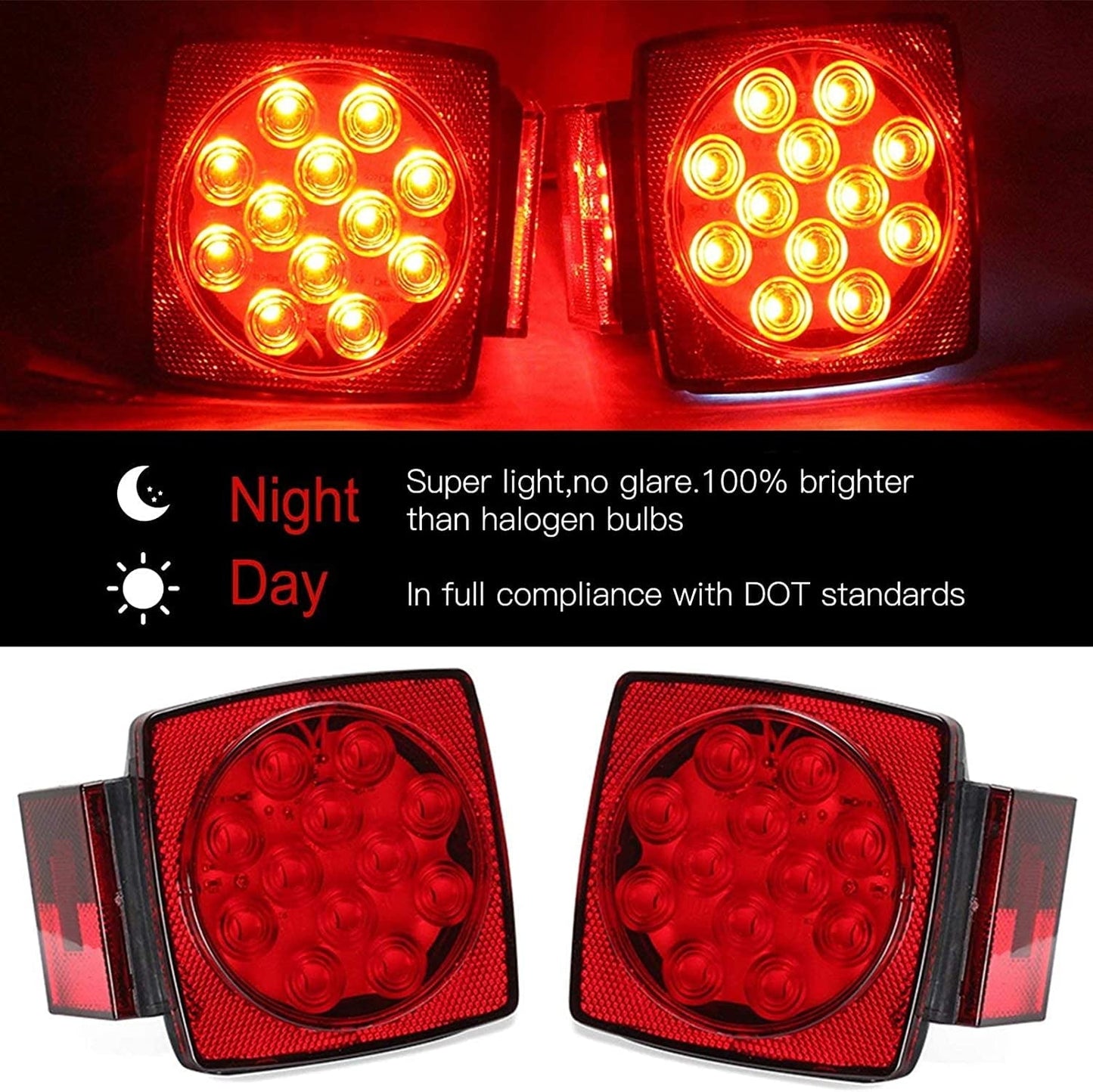 Versatile Trailer Lights Kit LED Night 12V Dot Certified Waterproof Tail Light Set Red Universal Cyfie