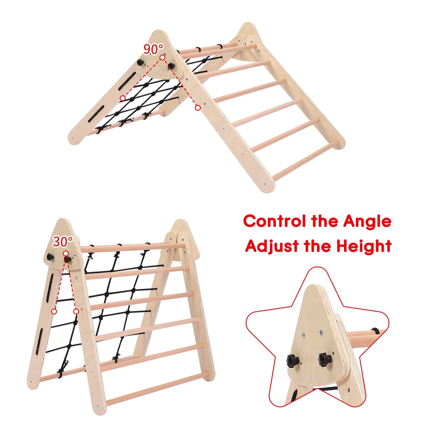 Versatile Garvee 2-in-1 Wooden Climbing Toys, Foldable Triangle Ladder Toy, with Ramp, Slide or Climb, Indoor Gym Playground Playset for Toddlers