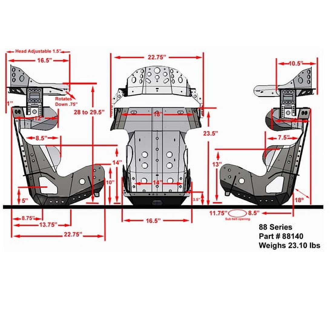 Classic Kirkey 88 Series 18 Degree Racing Seat, 16 Inch