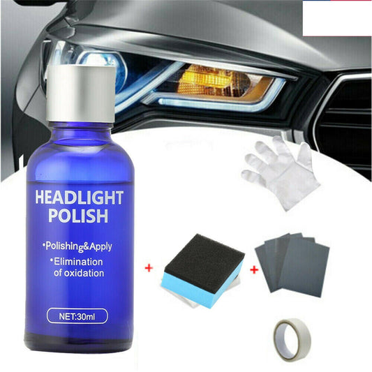 Versatile Car Headlight Cover Lens Restorer Repair Liquid, Polish Cleaner Kit, Restoring Beam Output(30ml)