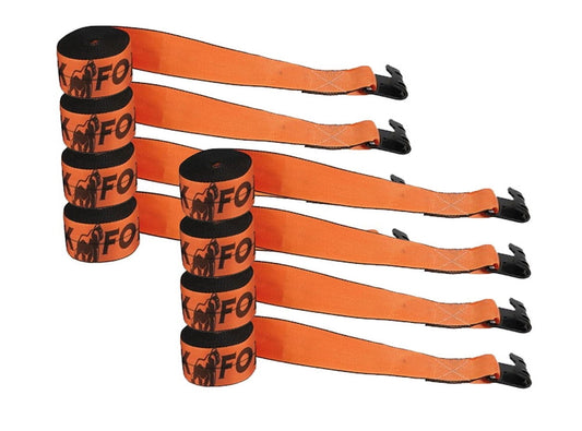 Classic (8 Pack) Kinedyne K Force Winch Straps 4" x 30' Orange Heavy Duty Tie down w/ Flat Hooks WLL# 6670 lbs | 4 Inch Cargo Control for Flatbed Truck Utility Trailer