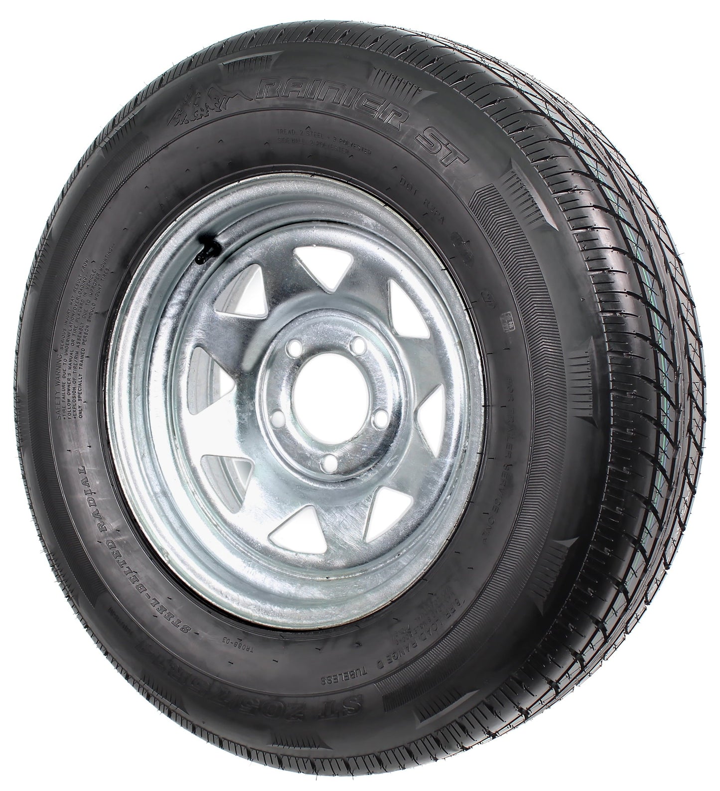 Classic Radial Trailer Tire On Rim ST205/75R14 LRD 14" 5 Lug Spoke Galvanized Wheel