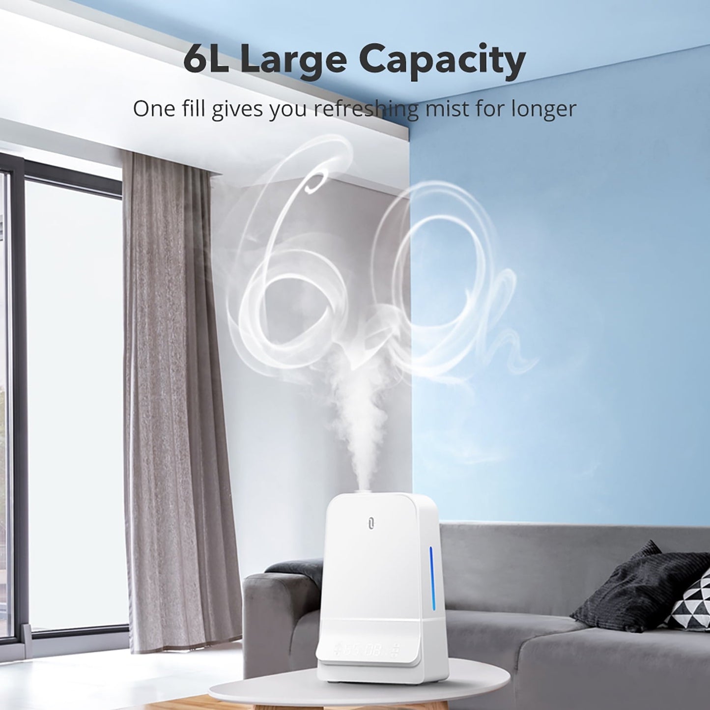 Versatile TaoTronics Humidifiers 6L Ultrasonic Cool Mist Humidifier with Humidistat, LED Display, Sleep Mode, 26dB Whisper Quiet, White