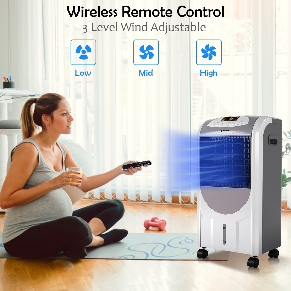 Versatile Costway Portable Air Cooler Fan & Heater Humidifier with Washable Filter Remote Control