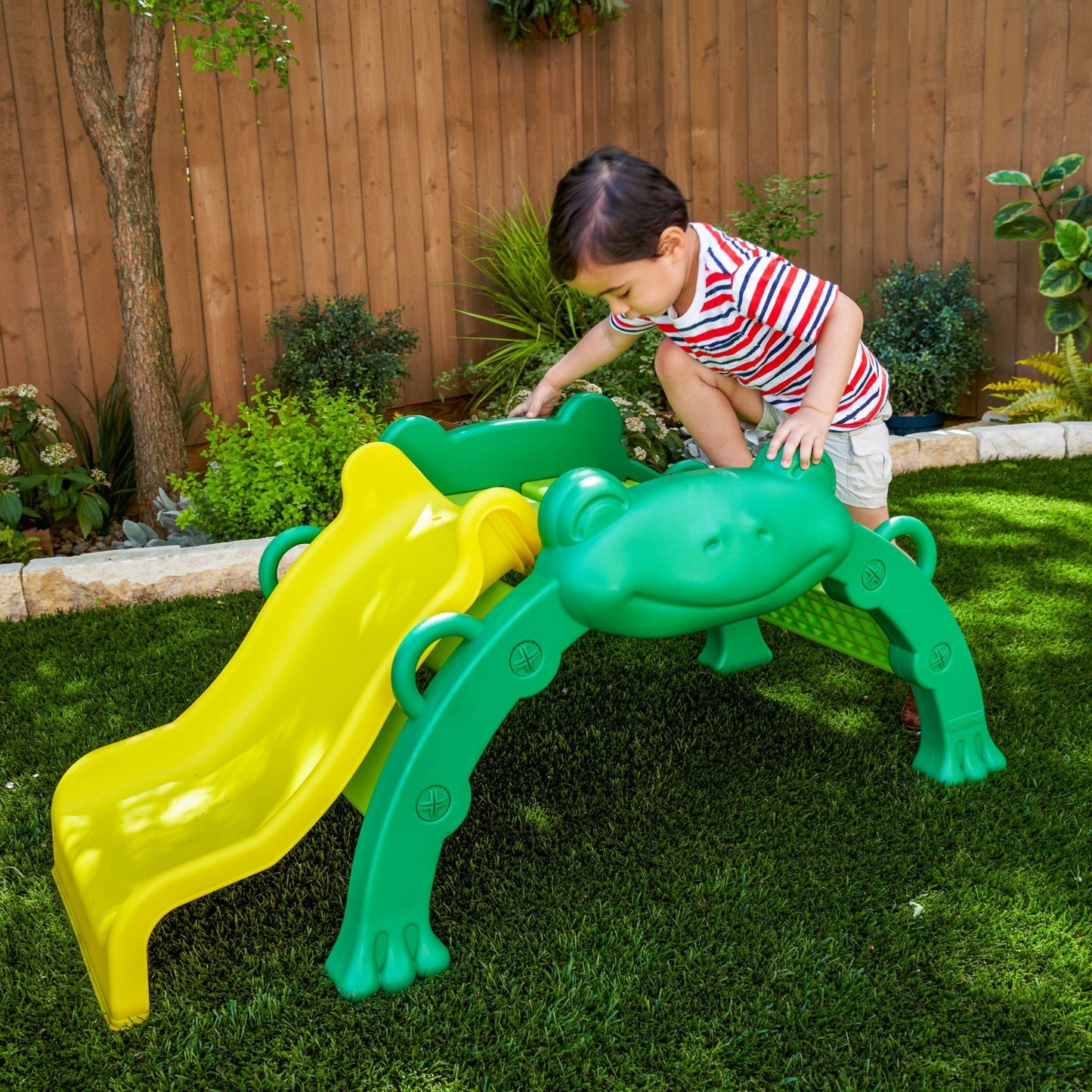 Versatile KidKraft Hop and Slide Frog Toddler Climber for Indoor/Outdoor, Green, For Ages 1.5-3 Years