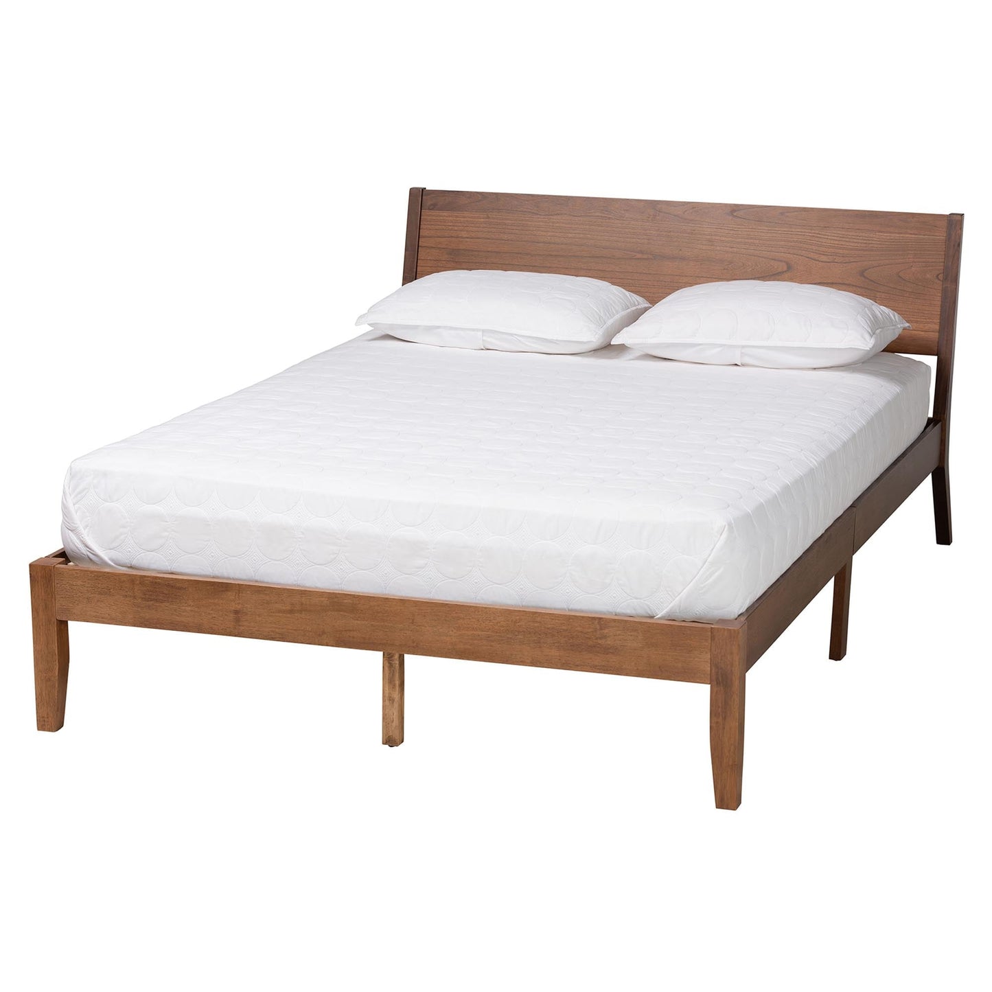 Classic Baxton Studio Salvatore Mid-Century Modern Walnut Brown Finished Wood Queen Size Platform Bed