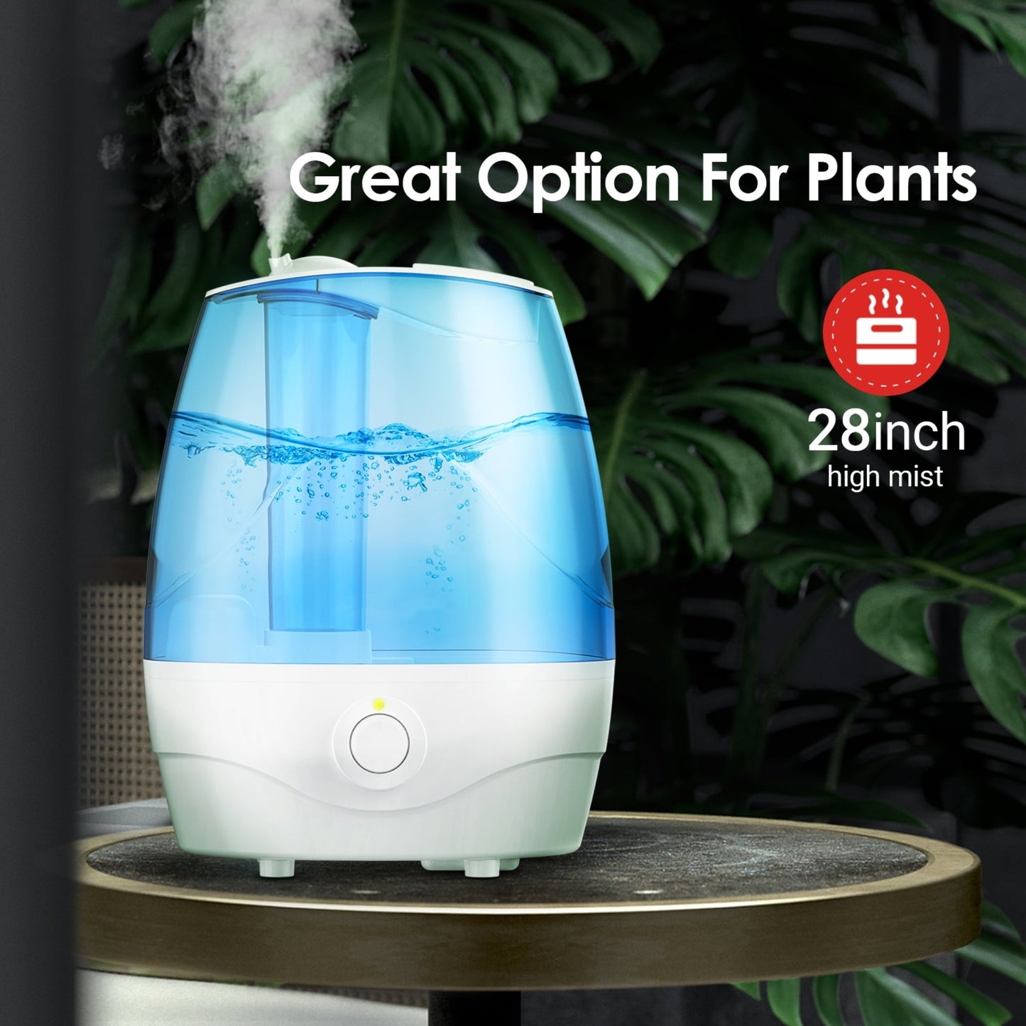 Versatile Humidifiers for Bedroom Mideum Room Home, 3.2L Cool Mist Top Fill Ultrasonic Humidifier for Baby and Plants, with Aroma Pad , Auto Shut-off, White