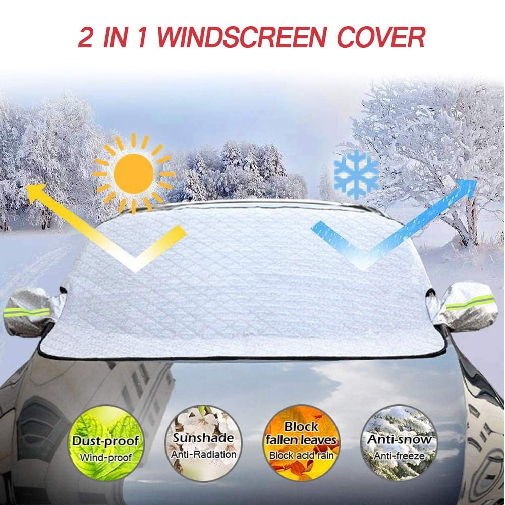 Classic IC ICLOVER Magnetic Car Windshield Snow Cover Thicken Sun Shade Frost Guard Winter Windshield Snow Ice Cover Car Windshield Protector for Car Trucks Vans and SUVs Stop Scraping Cute