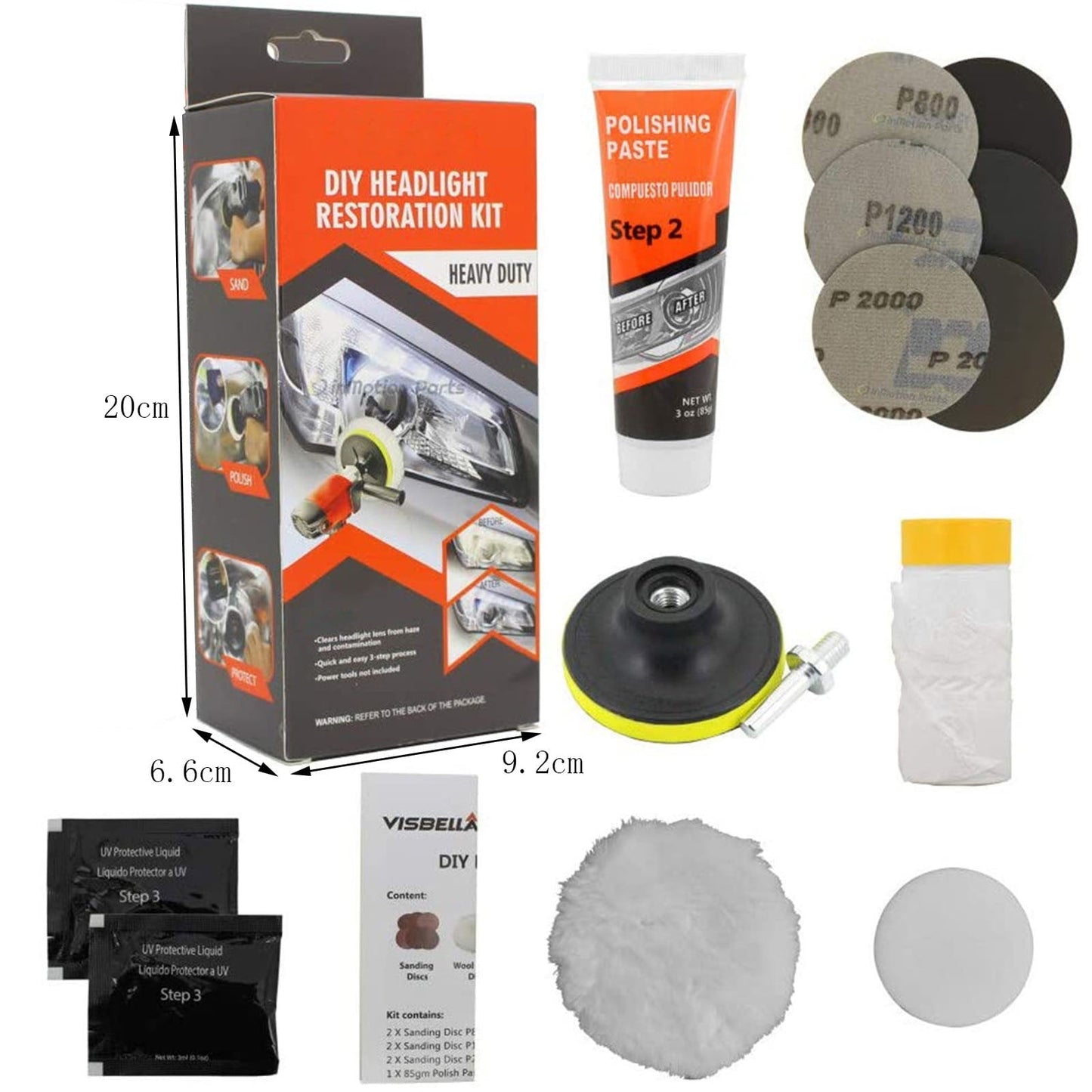 Versatile Up to 50% Off, Ovzne Headlight Preparation Set,headlight Restoration Kit For Car And Motorcycle, Headlight Polishing,scratch Removal,restoration Coating,car Cleaning And Maintenance