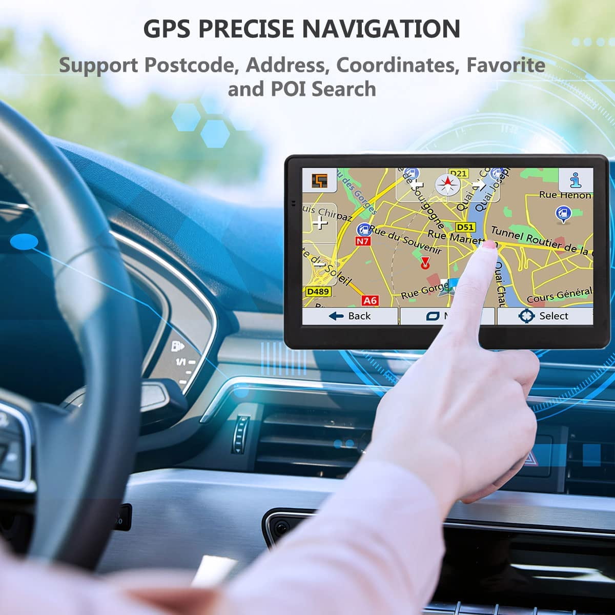 Versatile GPS Navigation for Car Truck GPS,7 Inch Touchscreen Car GPS Navigator 8GB 256M with Voice Guidance Spoken Turn Direction Reminding GPS for Car,Lifetime Free Map Update