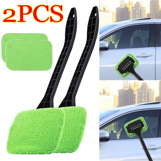 Versatile Windshield Cleaner, Microfiber Car Window Cleaner Microfiber Pads Inside Glass Wiper Kit