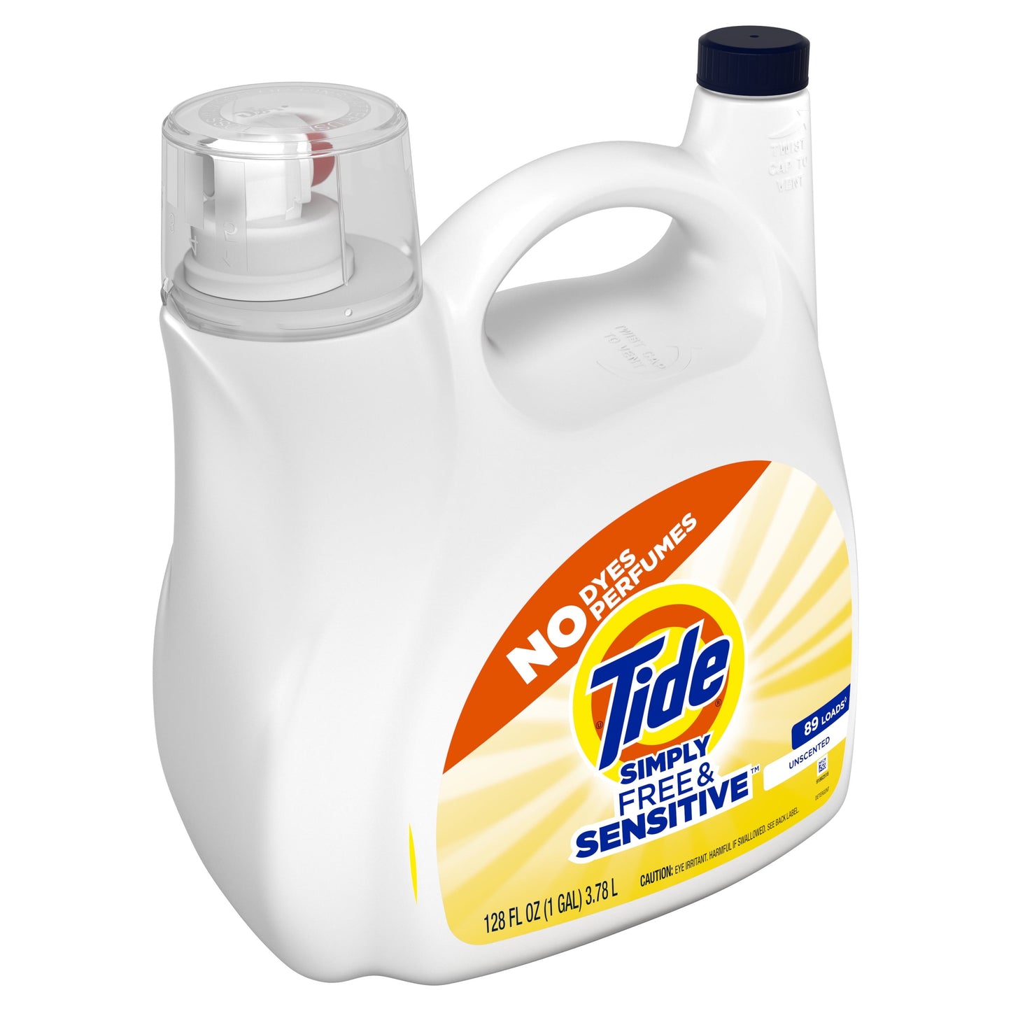 Classic Tide Simply Liquid Laundry Detergent, Free & Sensitive, 128 fl oz, 89 Loads