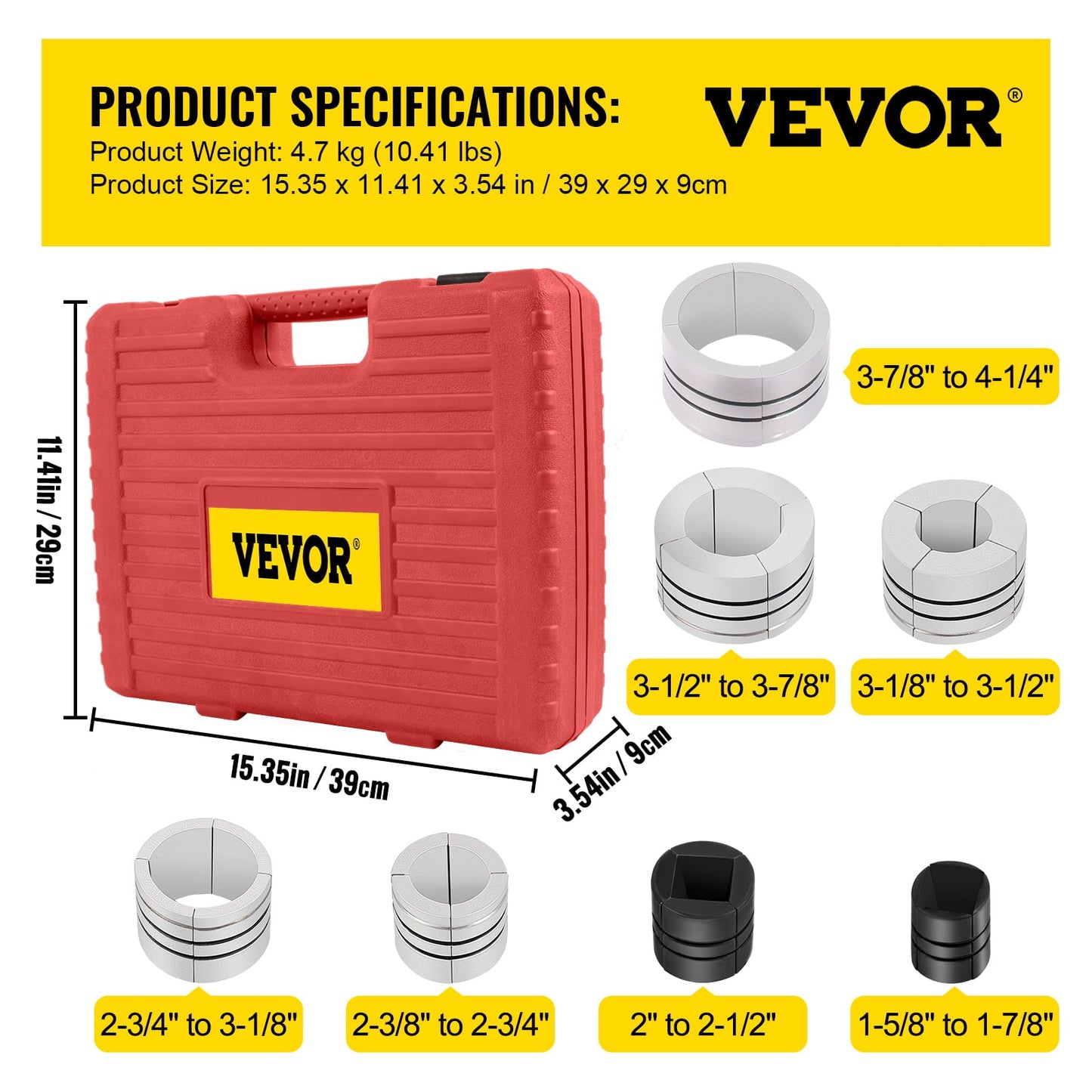 Classic VEVOR Exhaust Pipe Expander Stretcher Tool Set, 1-5/8 to 4-1/4 Inches Pipe Stretcher Kit with Storage Case