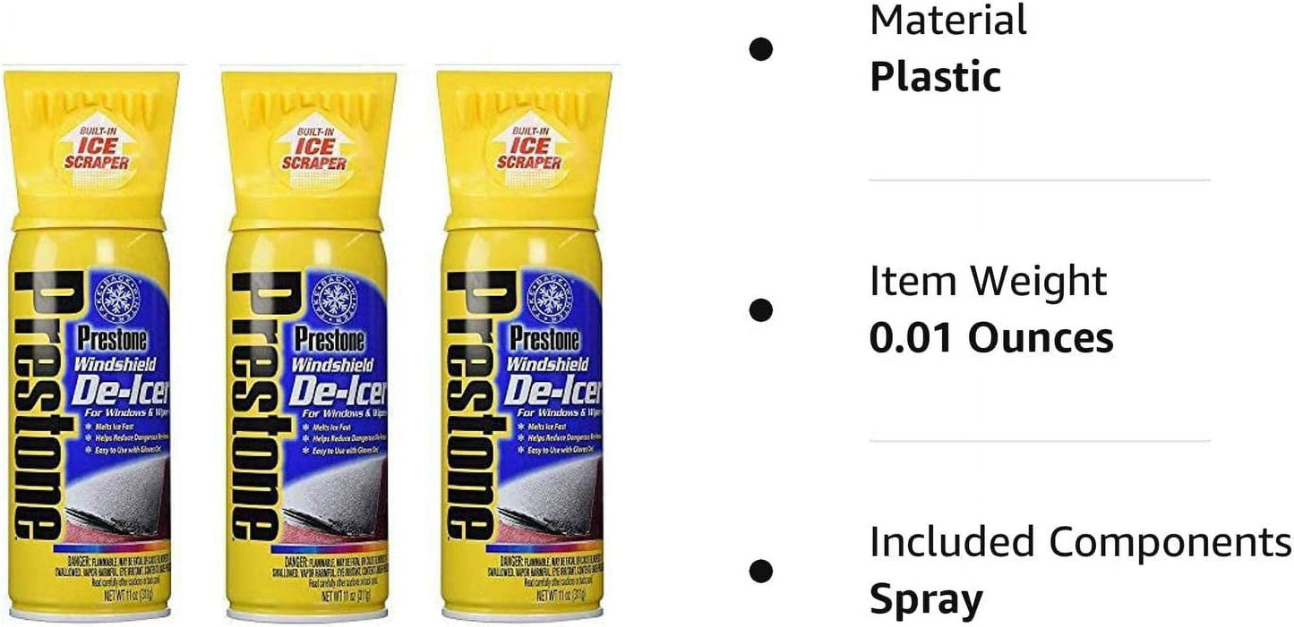 Classic Prestone Windshield De-icer - 11 oz (AS242) - 3 Cans Included