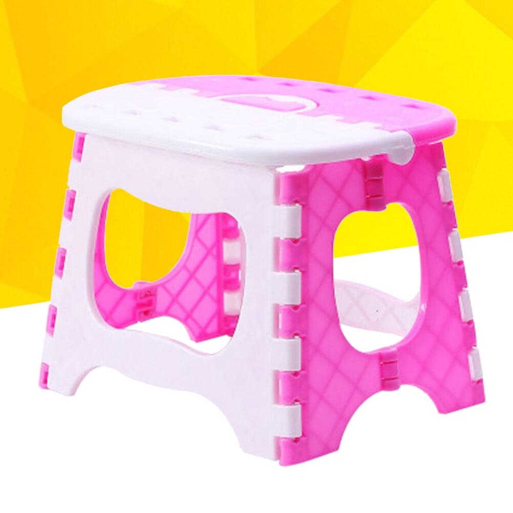 Classic Plastic Folding Step Stool Portable Stool for Kids Home Bathroom Garden Kitchen Livingroom (Pink)