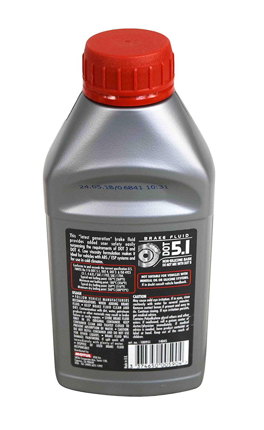 Versatile Motul (4 Pack) 100950 100% Synthetic Brake Dot 5.1 Brake Fluid 500 ml