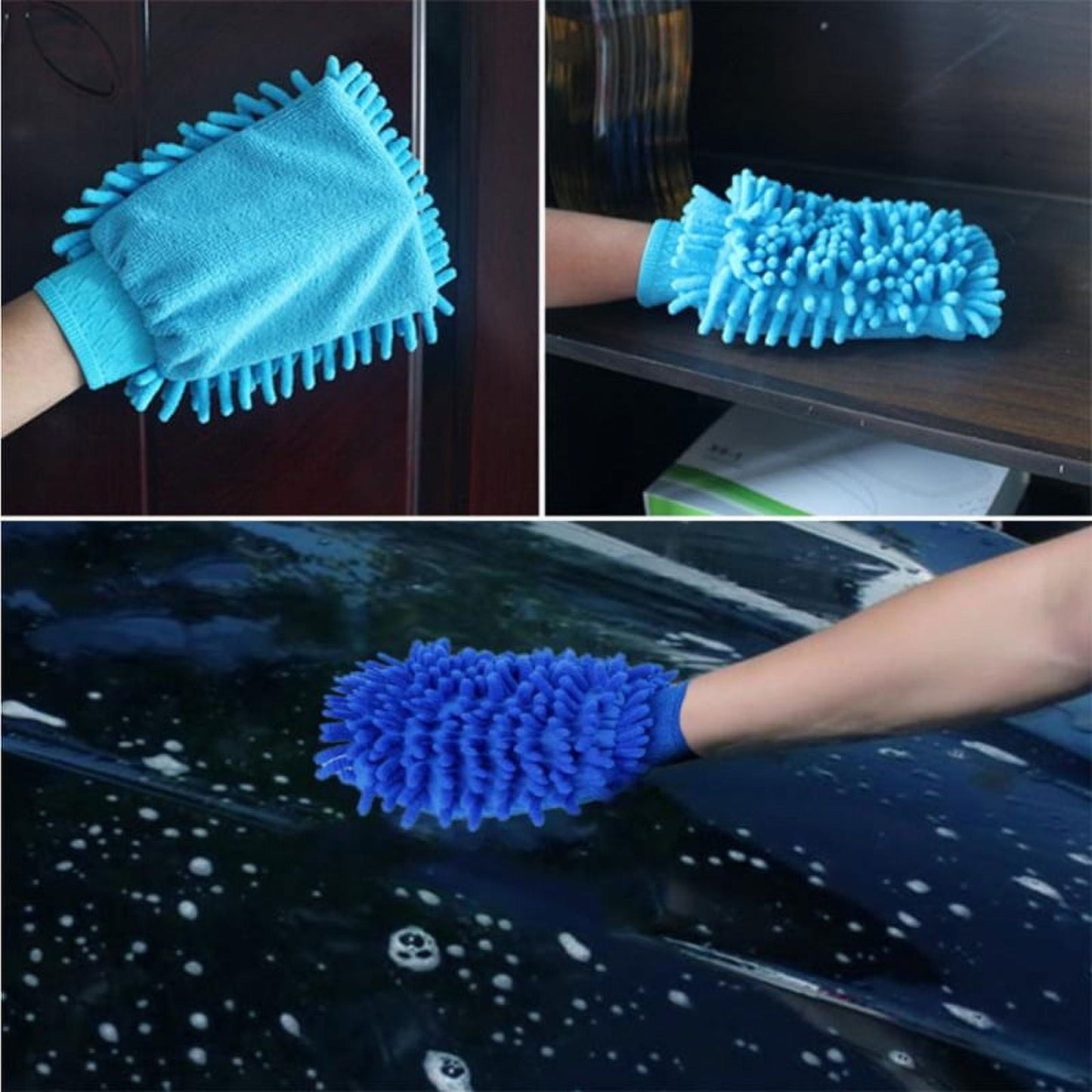 Classic Casewin Car Wash Mitt â Scratch-Free Chenille Microfiber Washing Mitts, Dual Sided Cleaning Gloves for Dirt & Bugs - Premium Sponge Cloths for Cars, Trucks and Boats - 4Pack