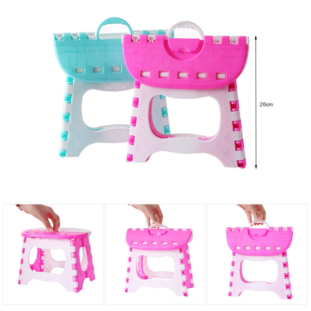 Classic Plastic Folding Step Stool Portable Stool for Kids Home Bathroom Garden Kitchen Livingroom (Pink)