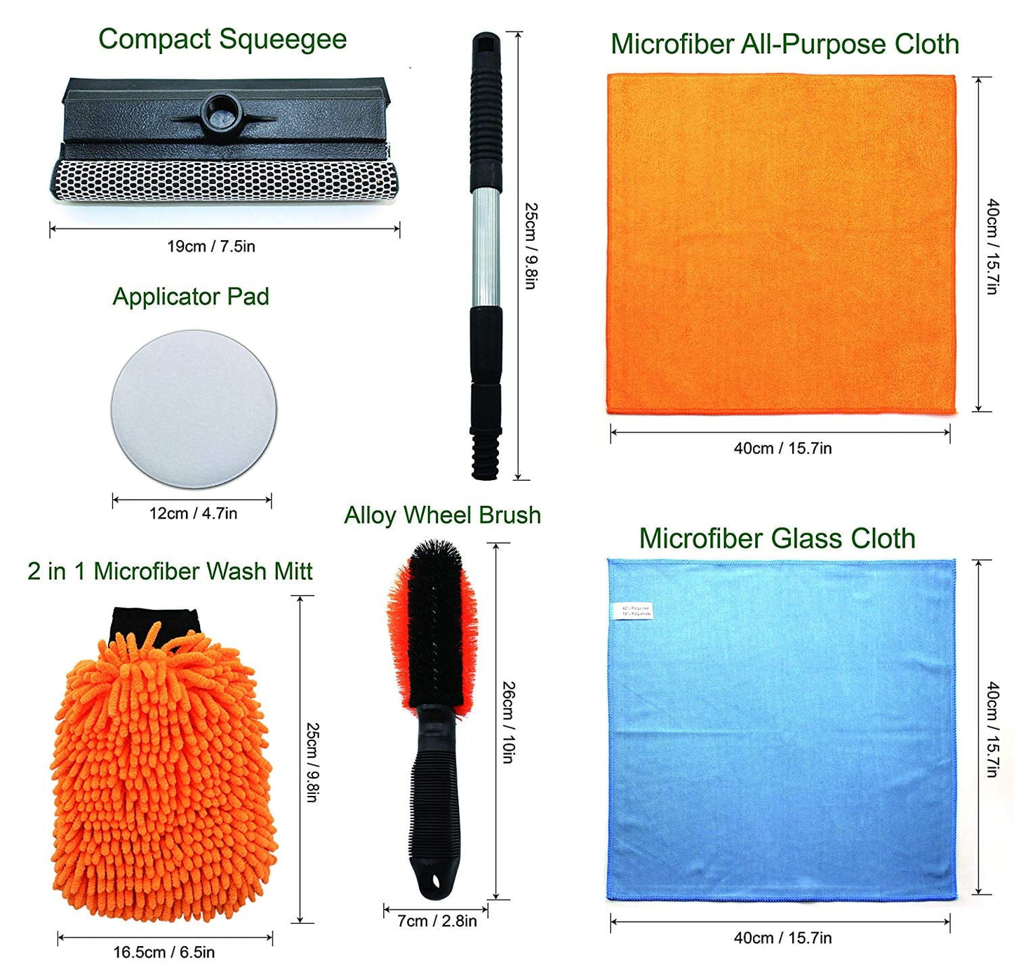 Versatile Scrubit Car Cleaning Tools Kit by Scrub it- squeegee Car Wash Brush, Wheel Brush, Microfiber Wash Mitt and Cloth - For Your Next Vehicle Wash and Wax with our 6 Pc Cleaning Accessories