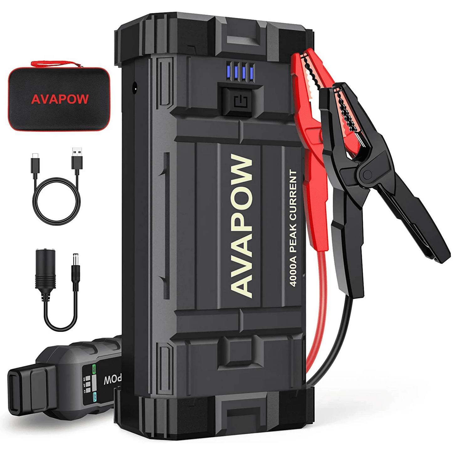 Classic AVAPOW Car Jump Starter, 4000A Peak 27800mAh Battery Jump Starter (for All Gas or Up to 10L Diesel), Battery Booster Power Pack, 12V Auto Jump Box with LED Light, USB Quick Charge 3.0