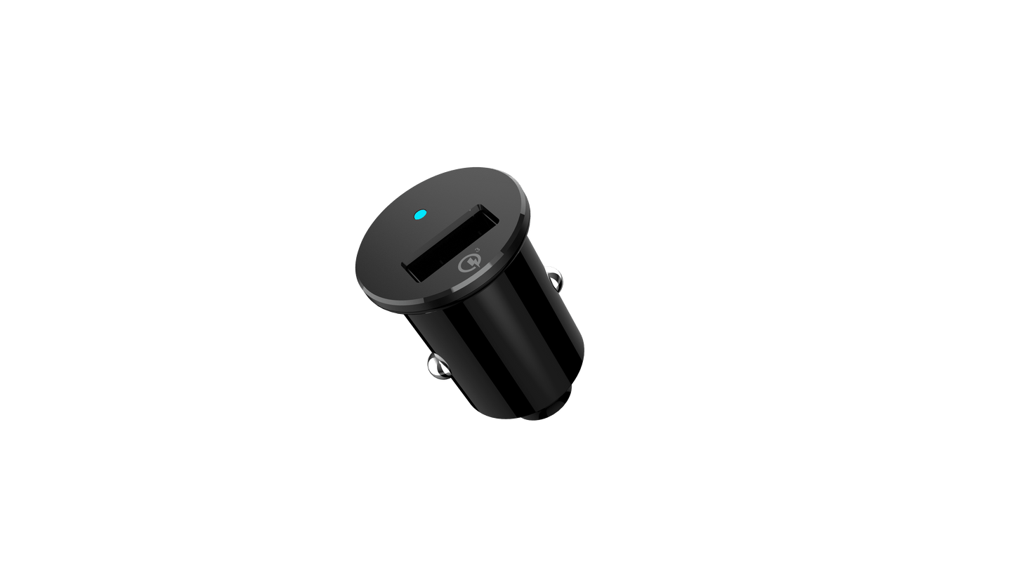 Versatile Auto Drive Black Quick Charge 3.0 USB Car Charger for Smartphones, Tablets and More