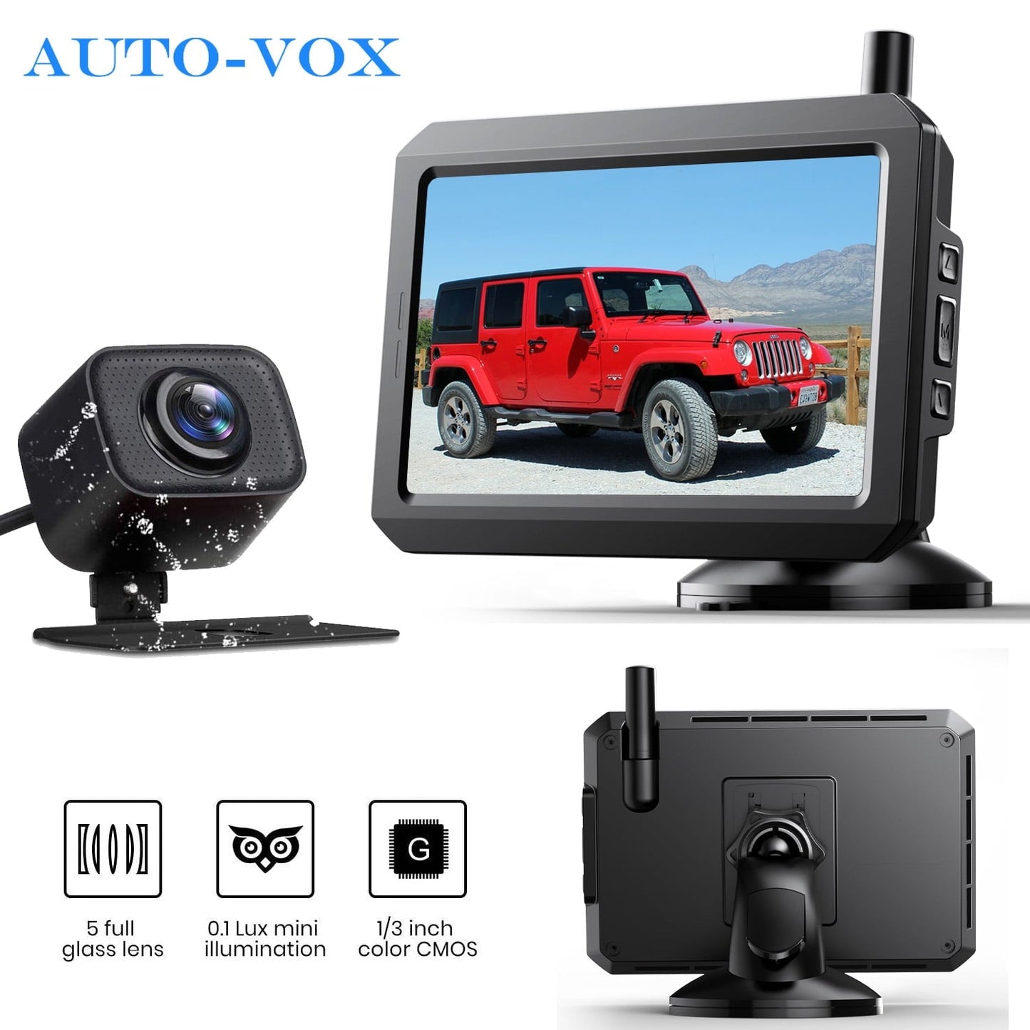 Classic Auto-Vox Backup Camera Wireless 5'' Monitor Kit, Waterproof Rear View Camera Reversing Parking System for Trucks, SUV, and Universal Cars