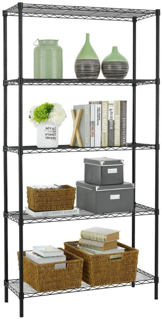 Classic BestOffice 5 Tier Wire Shelving Unit 1250lb Capacity Black