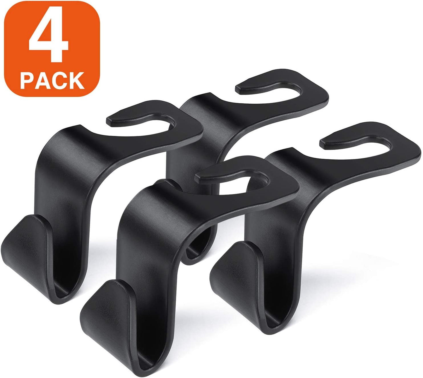 Classic Car Seat Headrest Hooks - Back Seat Organizer Hangers (4 Pack)