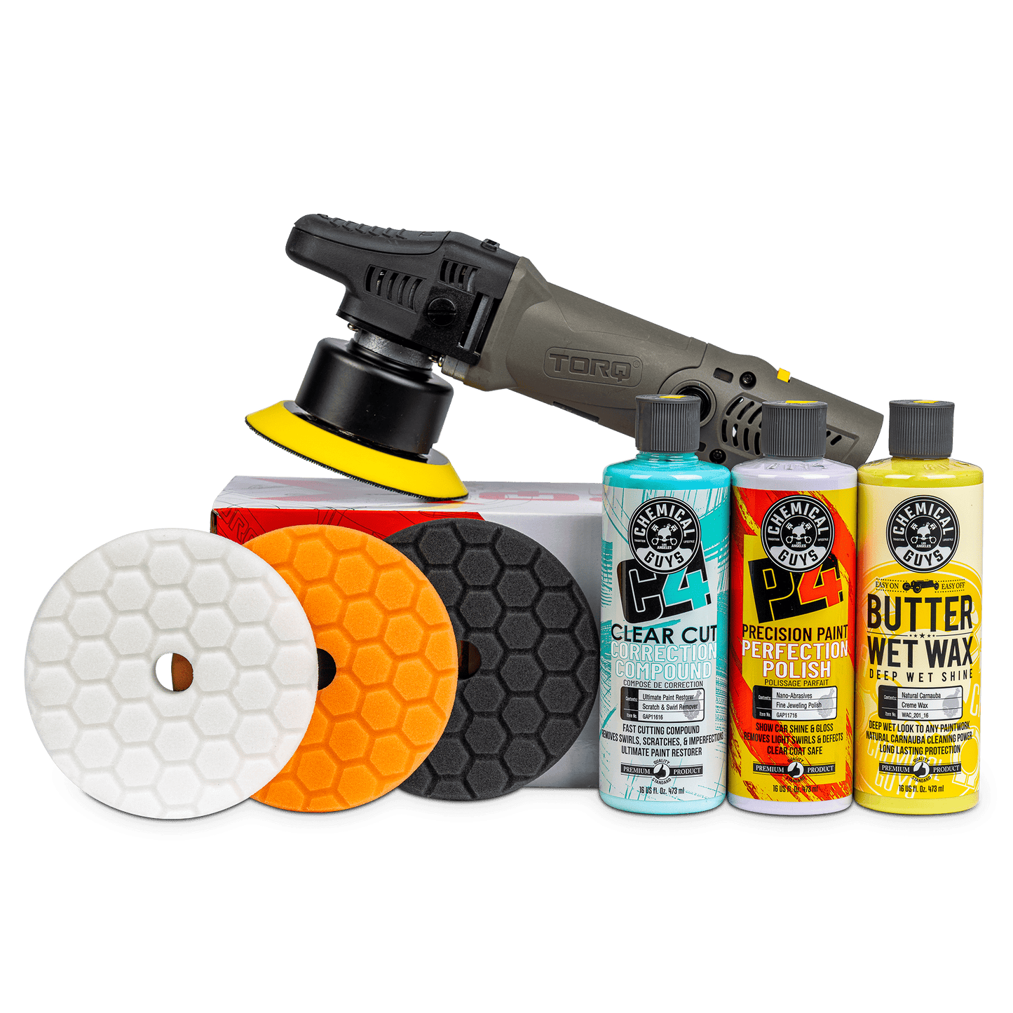 Classic Chemical Guys TORQX Random Orbital Polisher Cut and Polish Kit (7 Items)