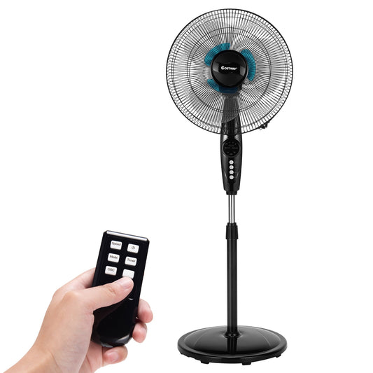 Classic Costway 16'' Adjustable Oscillating Pedestal Fan Dual Blades w/Remote Control