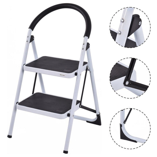 Versatile Costway 2 Step Ladder Folding Stool Heavy Duty 330Lbs Capacity Industrial Lightweight