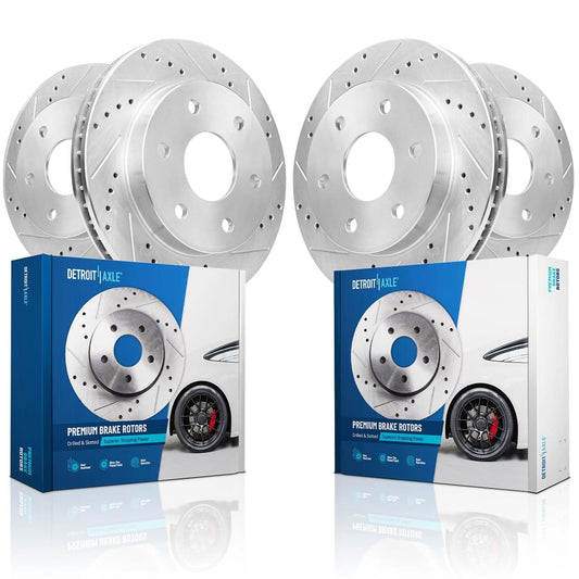 Classic Detroit Axle - Brake Rotors for 12-20 Ford F-150 Drilled & Slotted Brakes Rotors 2012 2013 2014 2015 2016 2017 2018 2019 2020 Replacement: 13.78'' Front Rotor and 13.7'' Rear Rotor 6 Lug