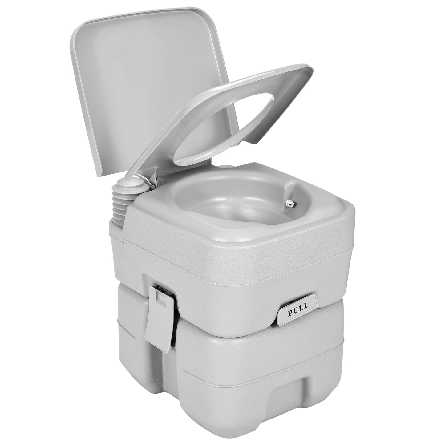 Classic Dextrus 5.3 Gallon Portable Toilet With Detachable Tank, Double Outlet Water Spout, Press Flush Pump, Travel RV Potty for Camping, Boating, Hiking, Trips, White&Gray