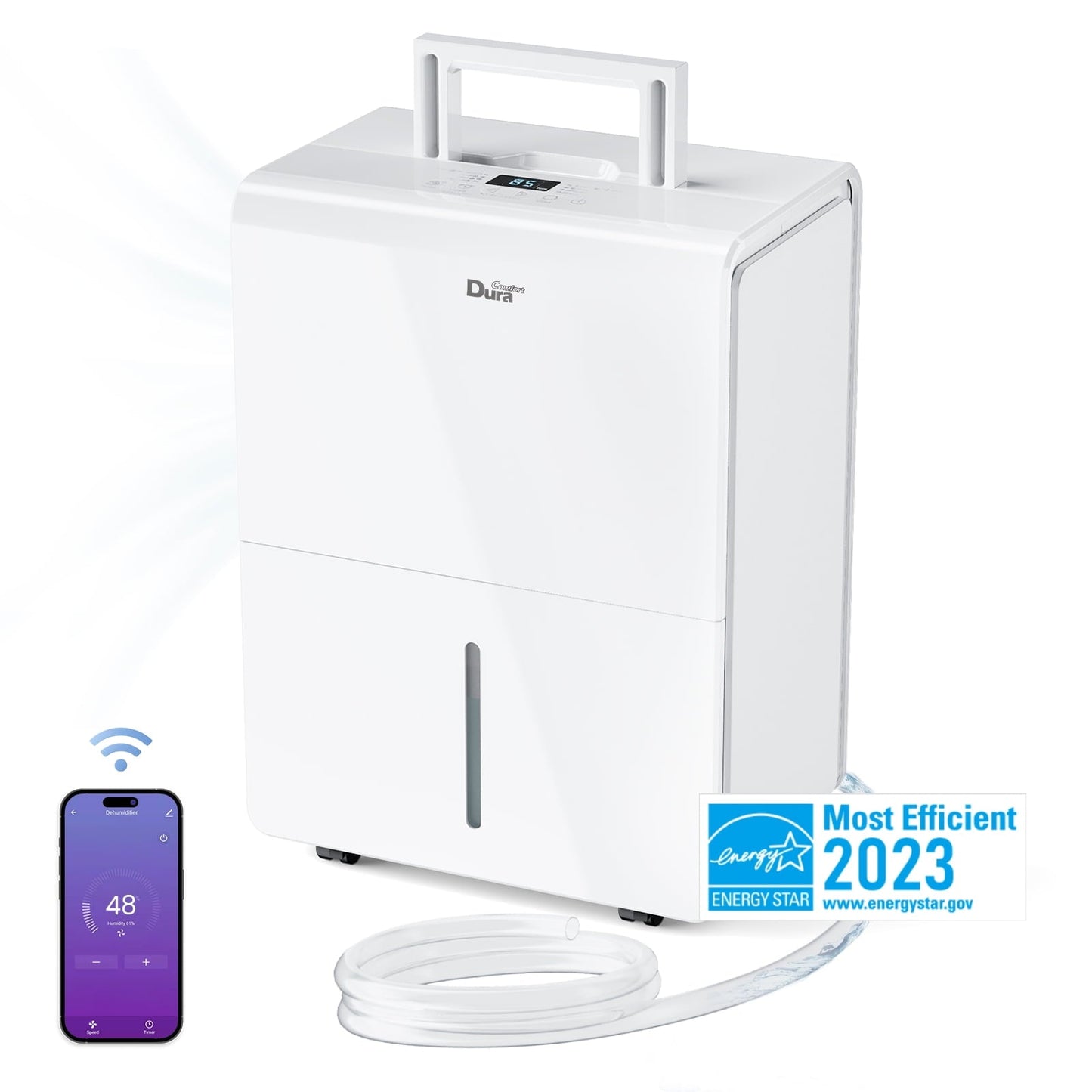 Classic DuraComfort 50 Pints Dehumidifier for Bathroom Basement with Pump, up to 4500 Sq.ft, Energy Star, Wifi,White